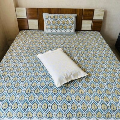 Dreamloom Handblock Printed Cotton Double Bedsheet Set