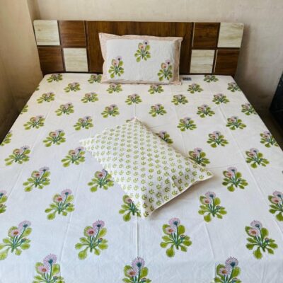 Dreamloom Handblock Printed Cotton Double Bedsheet Set