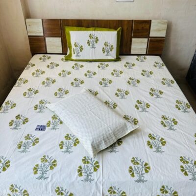 Dreamloom Handblock Printed Cotton Double Bedsheet Set