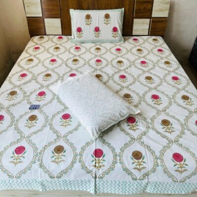 Dreamloom Handblock Printed Cotton Double Bedsheet Set
