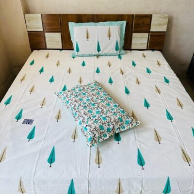 Dreamloom Handblock Printed Cotton Double Bedsheet Set