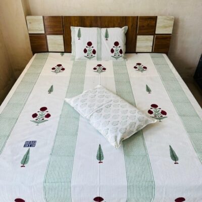 Dreamloom Handblock Printed Cotton Double Bedsheet Set