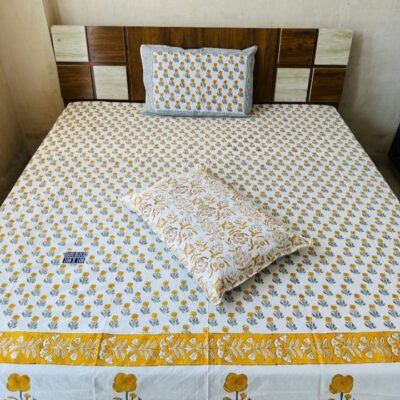 Dreamloom Handblock Printed Cotton Double Bedsheet Set