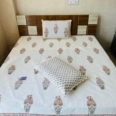 Dreamloom Handblock Printed Cotton Double Bedsheet Set