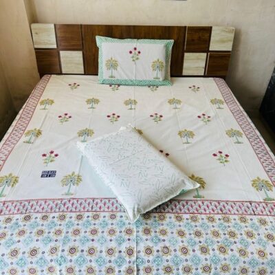 Dreamloom Handblock Printed Cotton Double Bedsheet Set