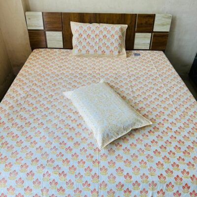 Dreamloom Handblock Printed Cotton Double Bedsheet Set