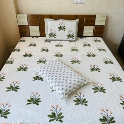 Dreamloom Handblock Printed Cotton Double Bedsheet Set