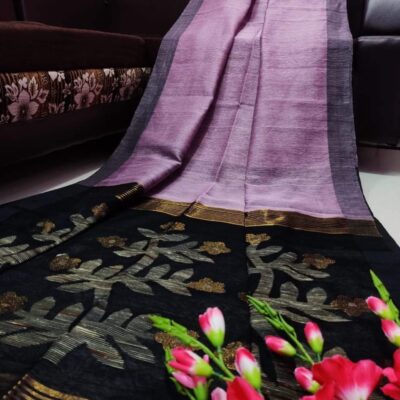Tana Bana Silk Linen Jamdani Saree
