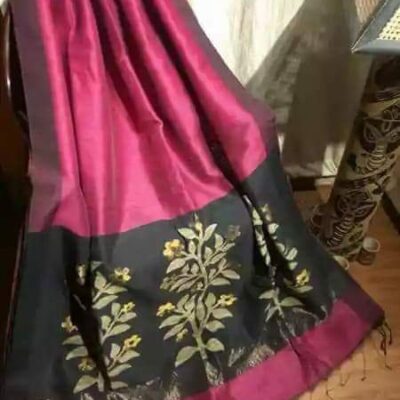 Tana Bana Silk Linen Jamdani Saree