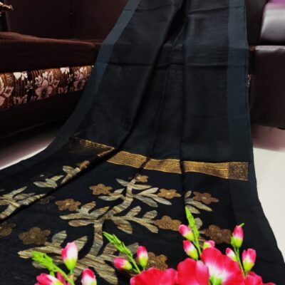 Tana Bana Silk Linen Jamdani Saree