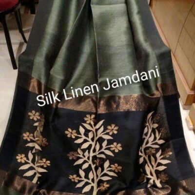 Tana Bana Silk Linen Jamdani Saree