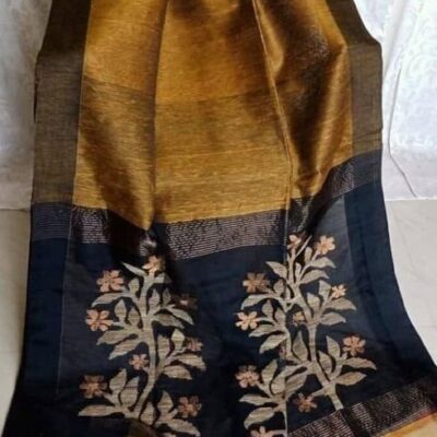 Tana Bana Silk Linen Jamdani Saree