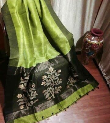 Tana Bana Silk Linen Jamdani Saree