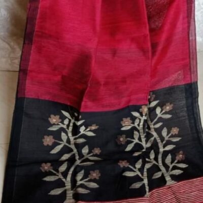 Tana Bana Silk Linen Jamdani Saree