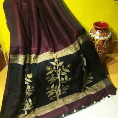 Tana Bana Silk Linen Jamdani Saree
