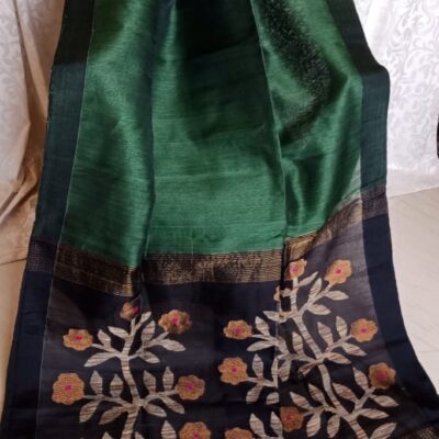 Tana Bana Silk Linen Jamdani Saree