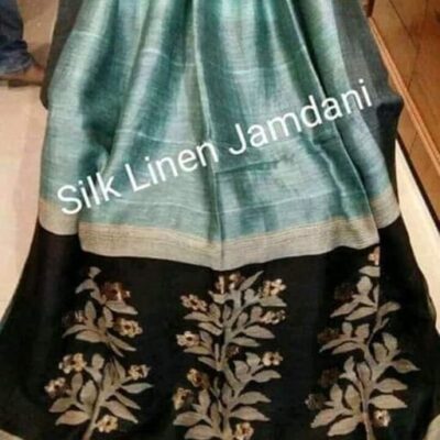 Tana Bana Silk Linen Jamdani Saree