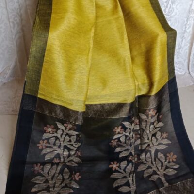 Tana Bana Silk Linen Jamdani Saree