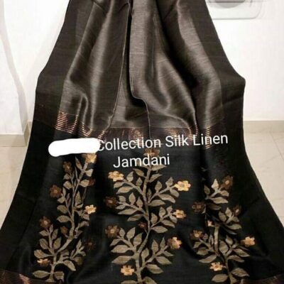 Tana Bana Silk Linen Jamdani Saree