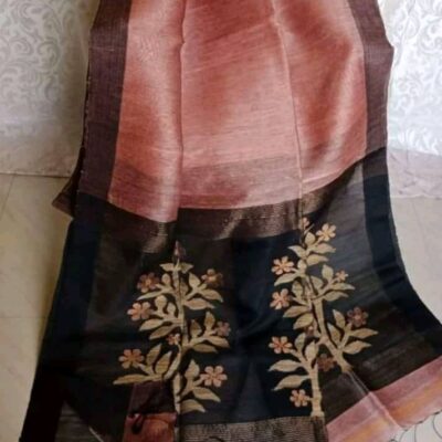 Tana Bana Silk Linen Jamdani Saree
