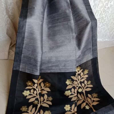 Tana Bana Silk Linen Jamdani Saree