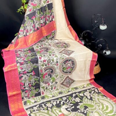 SilkSutram Kalamkari Mangalgiri Silk Saree