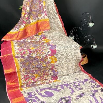 SilkSutram Kalamkari Mangalgiri Silk Saree