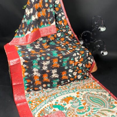 SilkSutram Kalamkari Mangalgiri Silk Saree