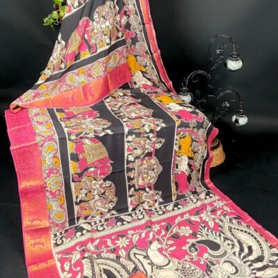 SilkSutram Kalamkari Mangalgiri Silk Saree
