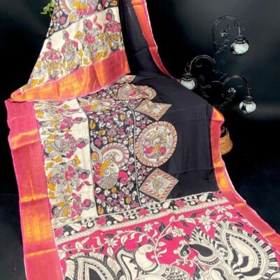 SilkSutram Kalamkari Mangalgiri Silk Saree