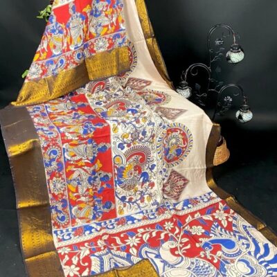 SilkSutram Kalamkari Mangalgiri Silk Saree