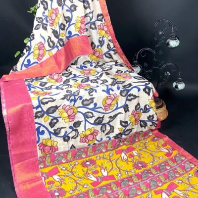 SilkSutram Kalamkari Mangalgiri Silk Saree