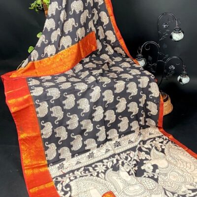 SilkSutram Kalamkari Mangalgiri Silk Saree