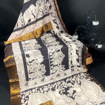 SilkSutram Kalamkari Mangalgiri Silk Saree