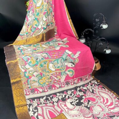 SilkSutram Kalamkari Mangalgiri Silk Saree