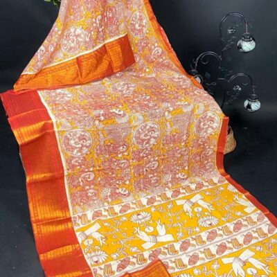 SilkSutram Kalamkari Mangalgiri Silk Saree