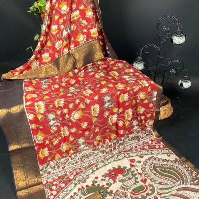SilkSutram Kalamkari Mangalgiri Silk Saree