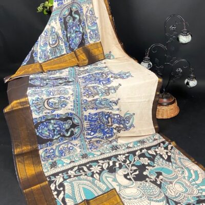 SilkSutram Kalamkari Mangalgiri Silk Saree