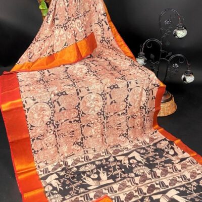 SilkSutram Kalamkari Mangalgiri Silk Saree