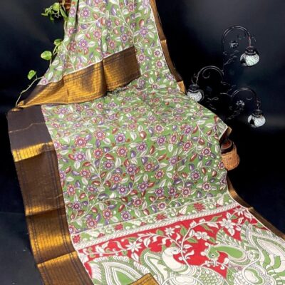SilkSutram Kalamkari Mangalgiri Silk Saree