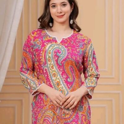 Zyra Pink Keri Print Short Kurta