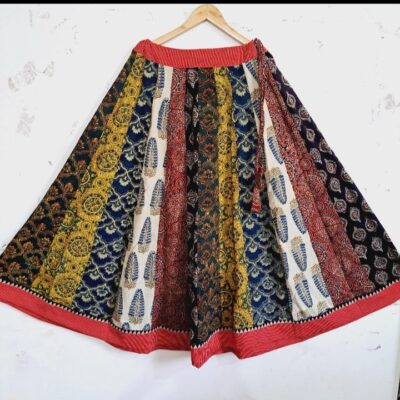 Rangriti Flare Ajrakh Natural Print Kali Skirt