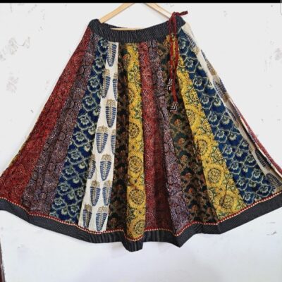 Rangriti Flare Ajrakh Natural Print Kali Skirt