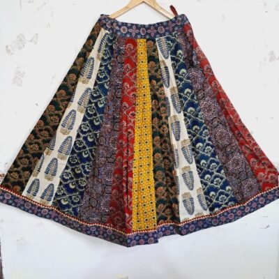 Rangriti Flare Ajrakh Natural Print Kali Skirt