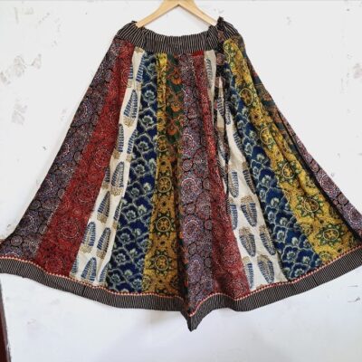 Rangriti Flare Ajrakh Natural Print Kali Skirt