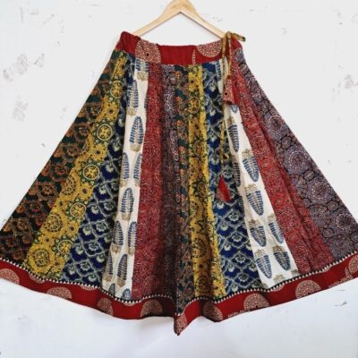 Rangriti Flare Ajrakh Natural Print Kali Skirt