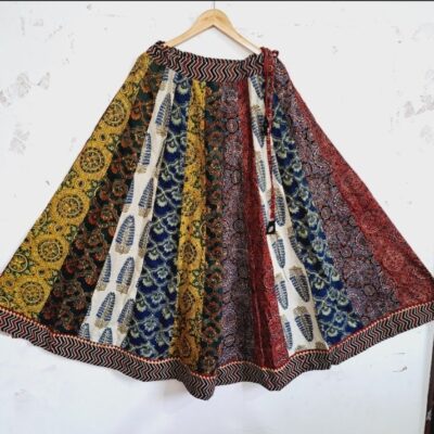Rangriti Flare Ajrakh Natural Print Kali Skirt