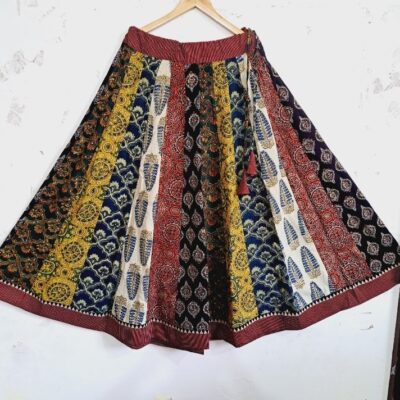Rangriti Flare Ajrakh Natural Print Kali Skirt