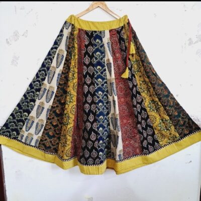 Rangriti Flare Ajrakh Natural Print Kali Skirt