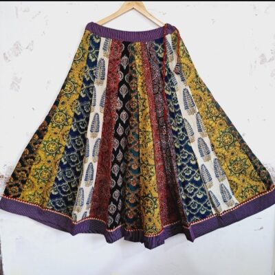 Rangriti Flare Ajrakh Natural Print Kali Skirt